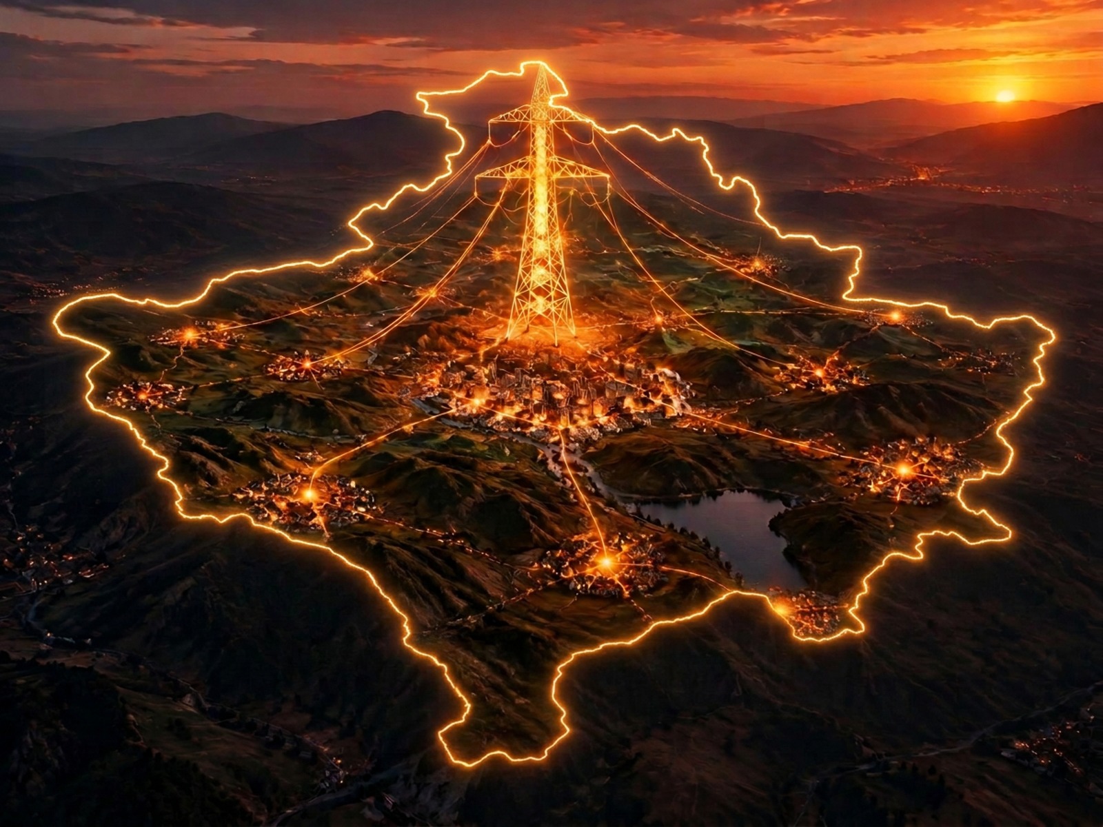 Shtyllë elektrike që lidh qytetet e Kosovës me rrymë